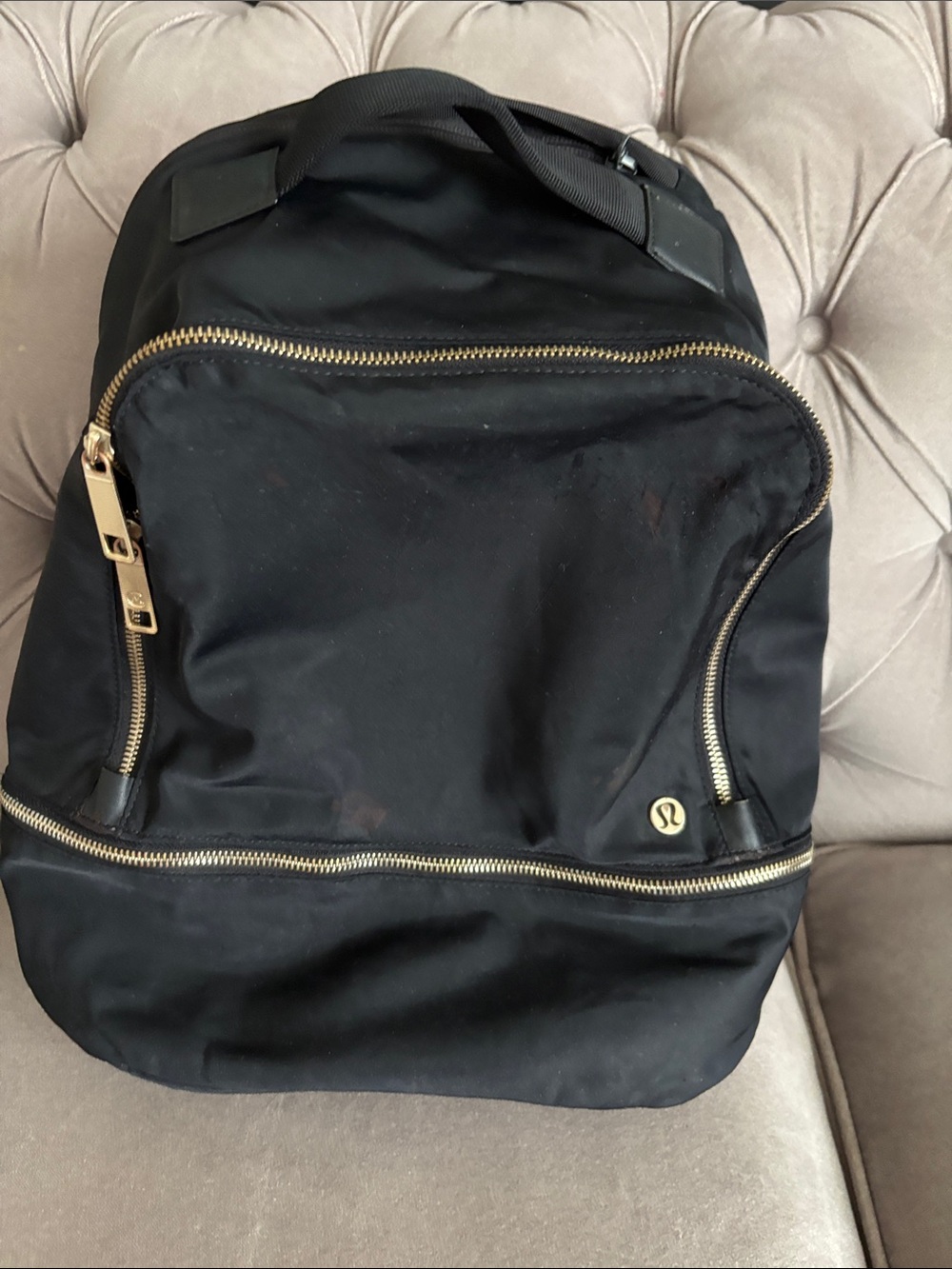 lululemon athletica Black Backpack with Gold Hardware